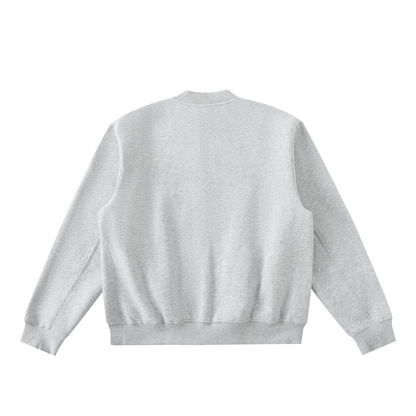 Mens White logo Zip-Up Fleeced Varsity Jacket