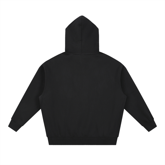 White Logo Oversized Boxy Fit Fleece Hoodie
