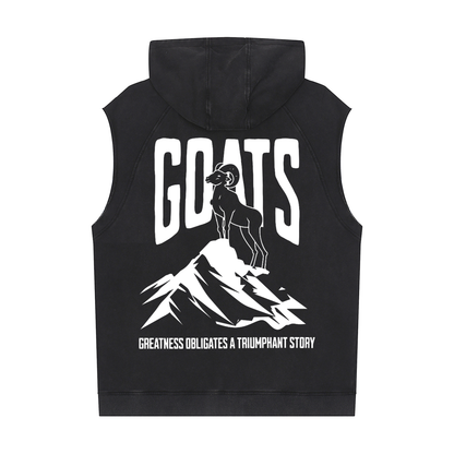 Snow Washed Muscle Hoodie White Logo, Classic Back Logo